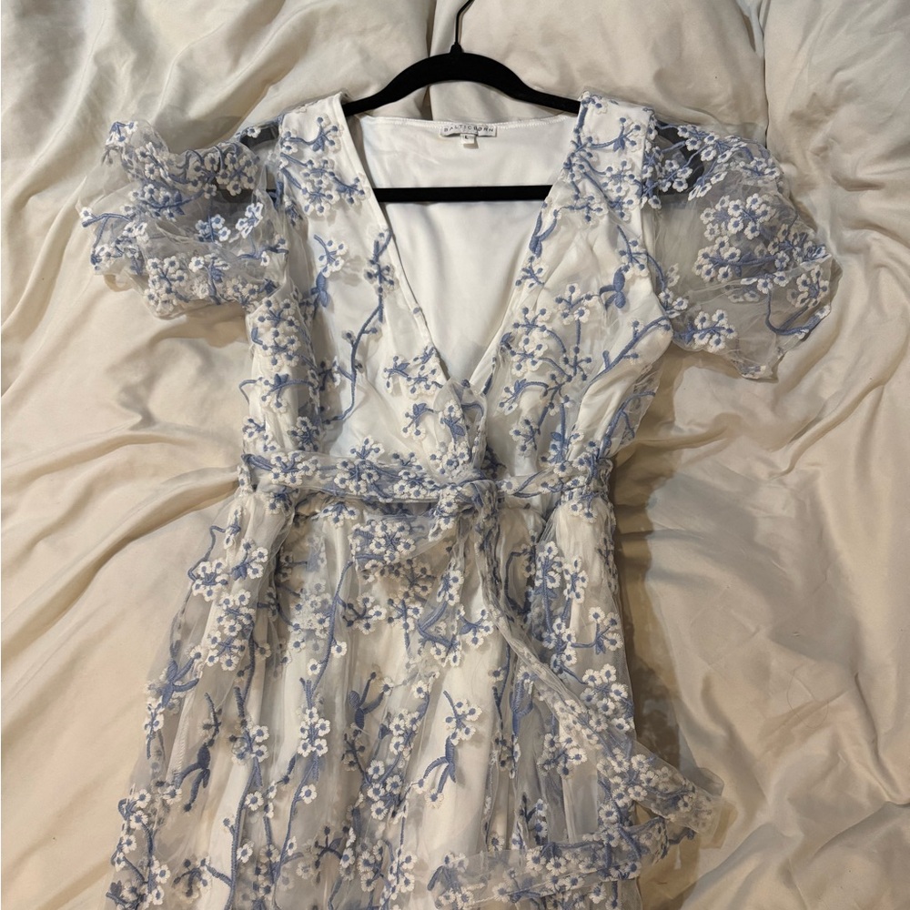Baltic Born White and Blue Floral Maxi Dress